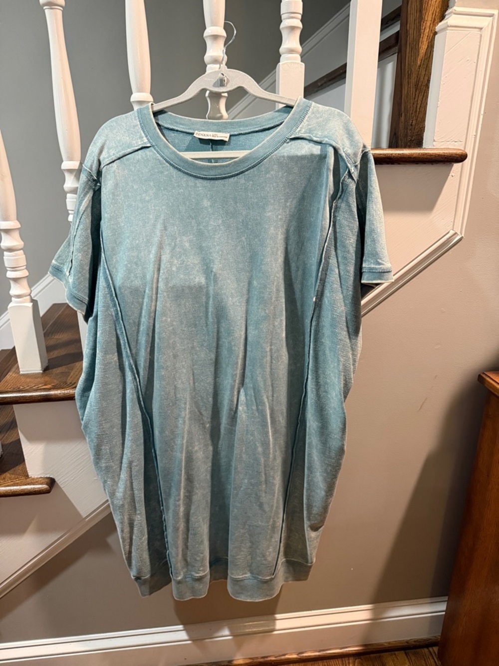 Zenana Outfitters Washed Teal Pullover Dress